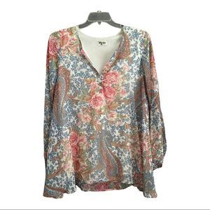 Mumu All over Floral paisley Print Button Down Blouse
